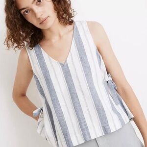 Madewell Linen Blend Side Tie Tank, size Medium